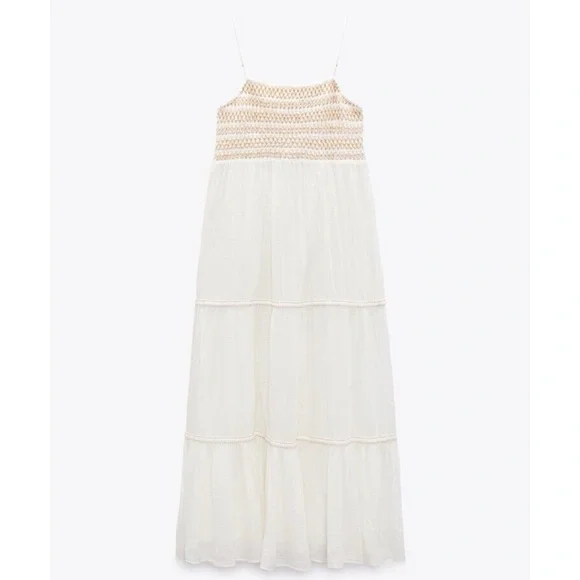 Zara Combination Tiered Dress Size Large - Picture 1 of 5